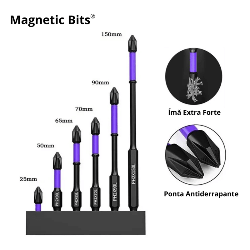 Kit Ponteira Magnéticas Antiderrapante - Magnetic Bits® Floresca 