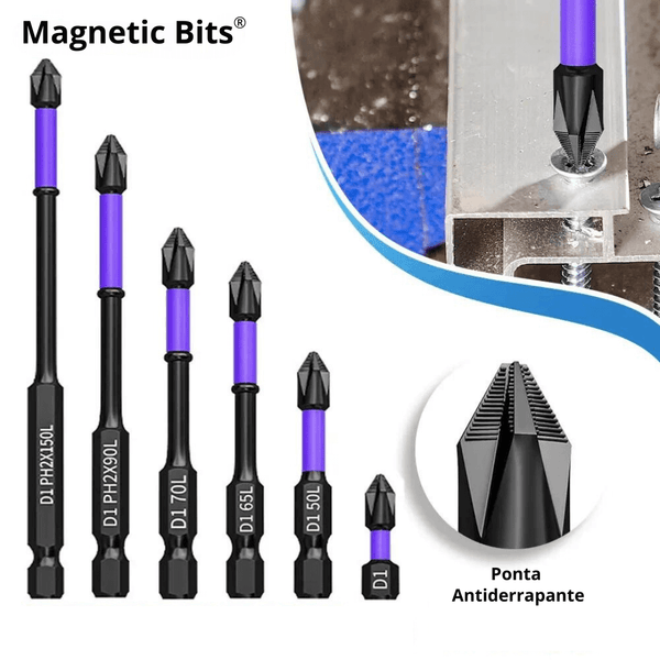 Kit Ponteira Magnéticas Antiderrapante - Magnetic Bits® Floresca KIT COM 6 