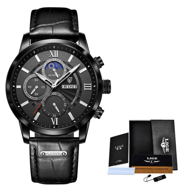 Relógio Fino Luxury Floresca Preto/Preto 